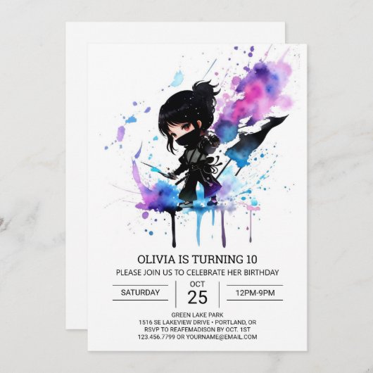 Custom Boho Little Ninja Verjaardag Kaart (Voorkant / Achterkant)