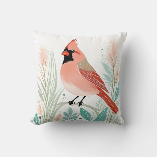 Custom Boho Northern Kardinaal Kussen Pastel Groen (Voorkant)