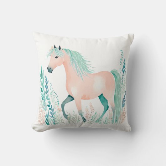 Custom Boho Paardenkussen Pastel Groen Kussen (Voorkant)