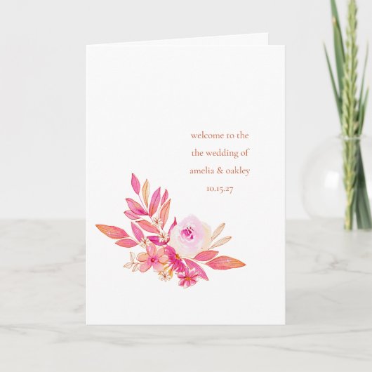 Custom Boho Roze Sinaasappel Bloemen Chic Custom B Programma (Voorkant)