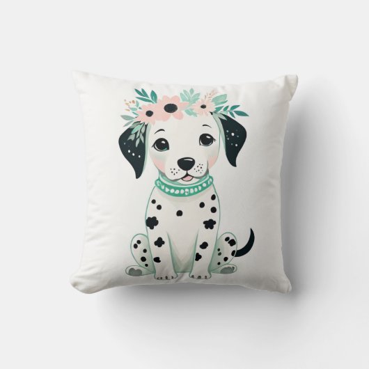 Custom Boho Schattige Dalmatisch Kussen Pastel Gro (Voorkant)