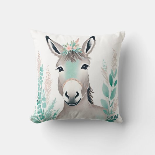 Custom Boho Schattige Ezelkussen Pastel Groen Kussen (Voorkant)