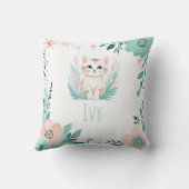 Custom Boho Schattige Kitten Kussen Pastel Groen (Achterkant)