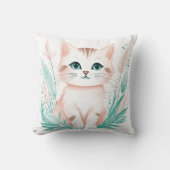 Custom Boho Schattige Kitten Kussen Pastel Groen (Voorkant)
