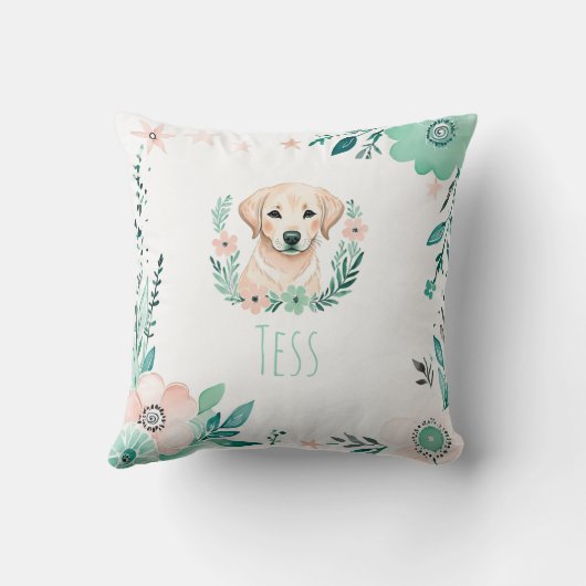 Custom Boho Schattige Labrador Kussen Pastel Groen (Achterkant)