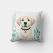 Custom Boho Schattige Labrador Kussen Pastel Groen (Voorkant)
