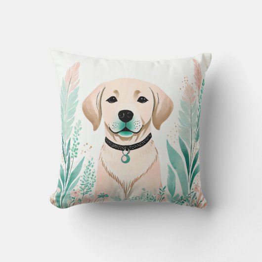 Custom Boho Schattige Labrador Kussen Pastel Groen (Voorkant)