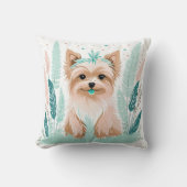 Custom Boho Schattige Yorkshire Kussen Pastel Groe (Voorkant)