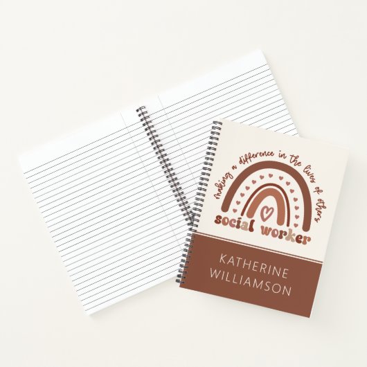 Custom Boho Social Worker Appreciation Afstuderen Notitieboek (Binnen)