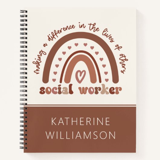 Custom Boho Social Worker Appreciation Afstuderen Notitieboek (Voorkant)