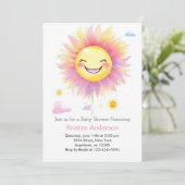 Custom Boho Sun Meisje Baby shower Kaart (Staand voorkant)