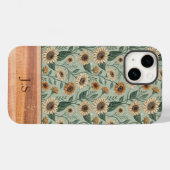 Custom Boho Sunflowers Wood Effect Case-Mate iPhone Case (Achterkant (horizontaal))