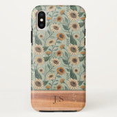 Custom Boho Sunflowers Wood Effect Case-Mate iPhone Case (Achterkant)