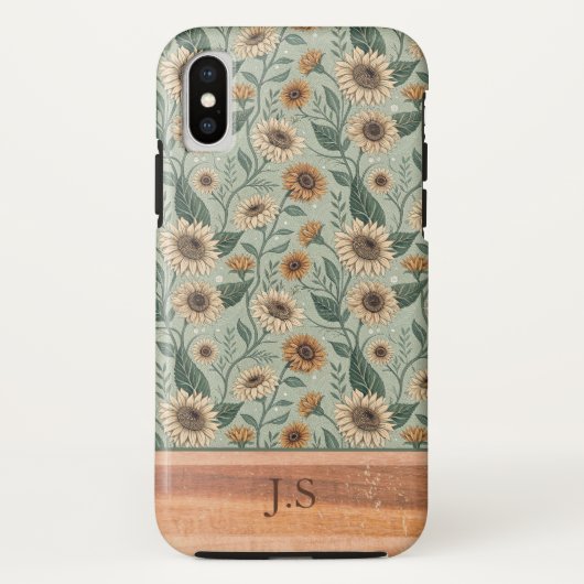 Custom Boho Sunflowers Wood Effect Case-Mate iPhone Case (Achterkant)