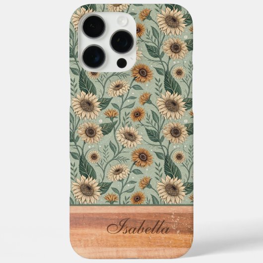 Custom Boho Sunflowers Wood Effect Case-Mate iPhone Case (Achterkant)