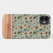 Custom Boho Sunflowers Wood Effect Case-Mate iPhone Case (Achterkant (horizontaal))