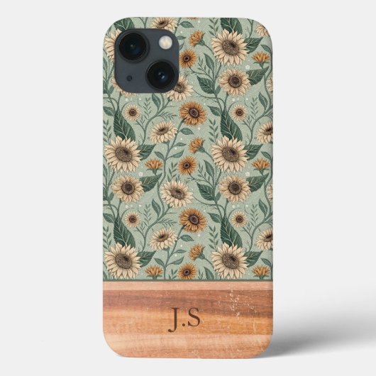 Custom Boho Sunflowers Wood Effect Case-Mate iPhone Case (Achterkant)