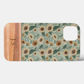 Custom Boho Sunflowers Wood Effect Case-Mate iPhone Case (Achterkant (horizontaal))