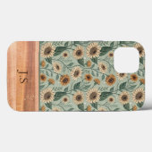 Custom Boho Sunflowers Wood Effect Case-Mate iPhone Case (Achterkant (horizontaal))