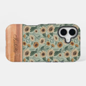 Custom Boho Sunflowers Wood Effect iPhone 16 Hoesje (Achterkant horizontaal)