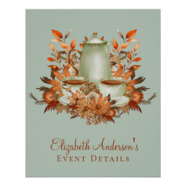 Custom Boho Terracotta Bloemen Salie Tea Party Fav Perfect Poster