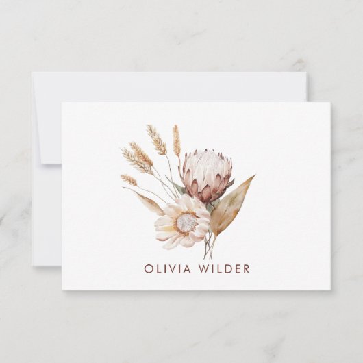 Custom Boho Watercolor Terracotta Wildflower  Notitiekaartje (Voorkant)