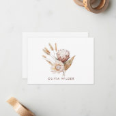 Custom Boho Watercolor Terracotta Wildflower  Notitiekaartje (Voorkant / Achterkant in situ)