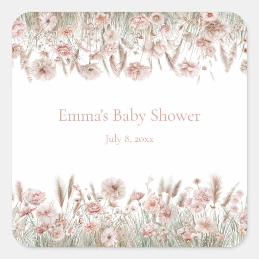 Custom Boho Wildflower Event Stickers (Voorkant)