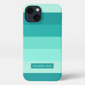 Custom Bold Aqua Turquoise Blauw Groene Art Stripe iPhone Hoesje (Achterkant)