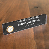 Custom Bold Eenvoudige Minimalistische Moderne Zwa Naambordje (Zijkant)