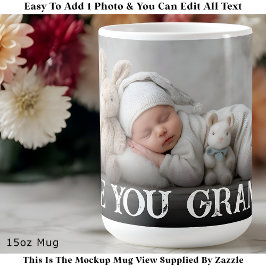 Custom Bold Love You Grandpa One Photo Modern Koffiemok