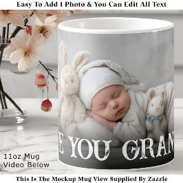 Custom Bold Love You Grandpa One Photo Modern Koffiemok