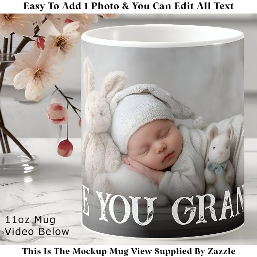 Custom Bold Love You Grandpa One Photo Modern Koffiemok