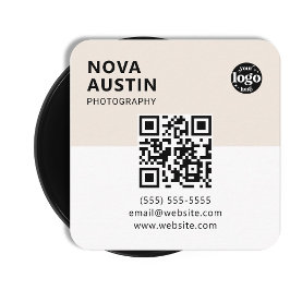 Custom Bold Minimal Company Logo Modern QR-code Vierkante Visitekaartje