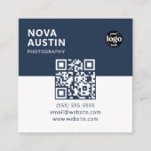 Custom Bold Minimal Company Logo Modern QR-code Vierkante Visitekaartje (Voorkant)