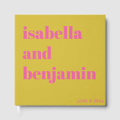 Custom Bold Names Modern Chartreuse Pink Wedding Gastenboek (Voorkant)