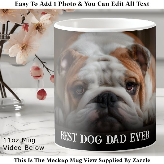 Custom Bold Personalized Dog Dad One Photo Koffiemok