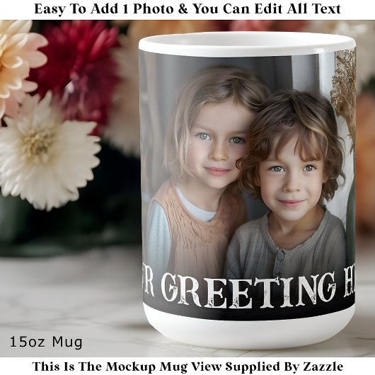 Custom Bold Personalized Family One Photo Koffiemok