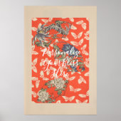 CUSTOM Bold Red Japanese Butterfly Pattern Art  Poster (Voorkant)