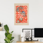 CUSTOM Bold Red Japanese Butterfly Pattern Art  Poster (Thuiskantoor)