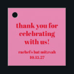 Custom Bold Roze Rood Modern Bat Mitzvah Dank u Bedankjes Labels<br><div class="desc">Aangepaste Vette Typografie Helder Roze en Rood Moderne Bat Mitzvah Dank U Favoriet Tags</div>