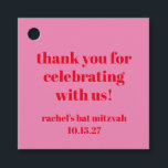 Custom Bold Roze Rood Modern Bat Mitzvah Dank u Bedankjes Labels<br><div class="desc">Aangepaste Vette Typografie Helder Roze en Rood Moderne Bat Mitzvah Dank U Favoriet Tags</div>