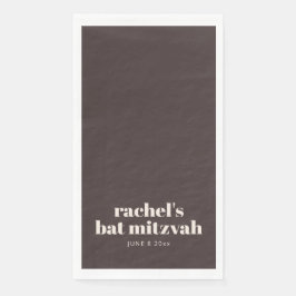 Custom Bold Typography Modern Brown Bat Mitzvah Servet