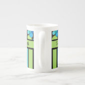 Custom Bone China Mok, Striped Blue Moons Pattern Porselein Kop (Achterkant)