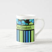 Custom Bone China Mok, Striped Blue Moons Pattern Porselein Kop (Rechts)