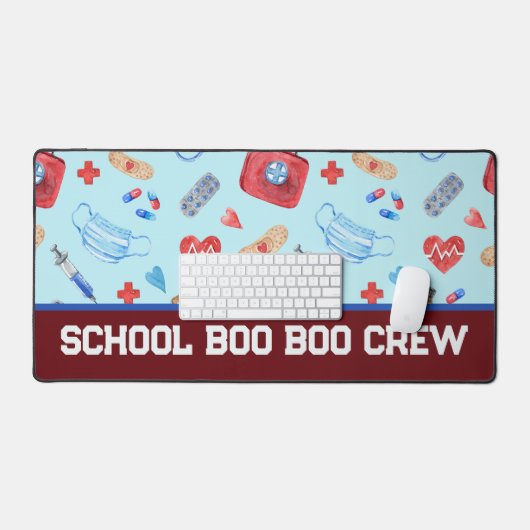 Custom Boo Boo Crew Red Blue School Verpleegkundig Bureaumat (Keyboard & Muis)