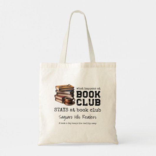Custom Book Club Naam Bookish Funny Canvas tassen (Achterkant)