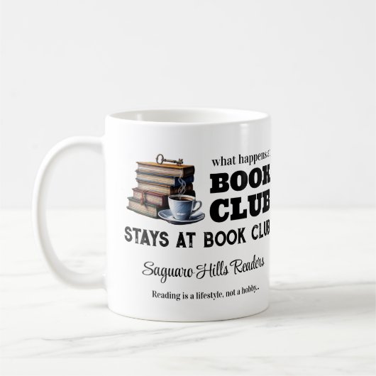 Custom Book Club Naam Koffie Mok Gift (Links)