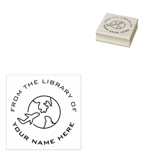 Custom Book Embosser | wereldreizigersvliegtuig Rubberstempel (Gestempeld)