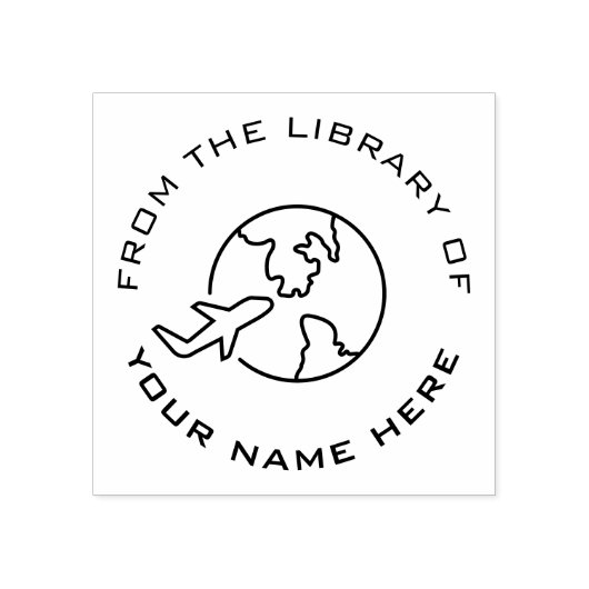 Custom Book Embosser | wereldreizigersvliegtuig Rubberstempel (Afrduk)